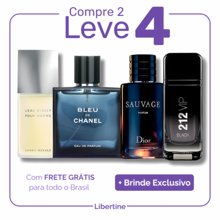 Combo 4 Perfumes Tester - L’eau D’issey, Bleu de Chanel, 212 VIP Black e Sauvage 100ml